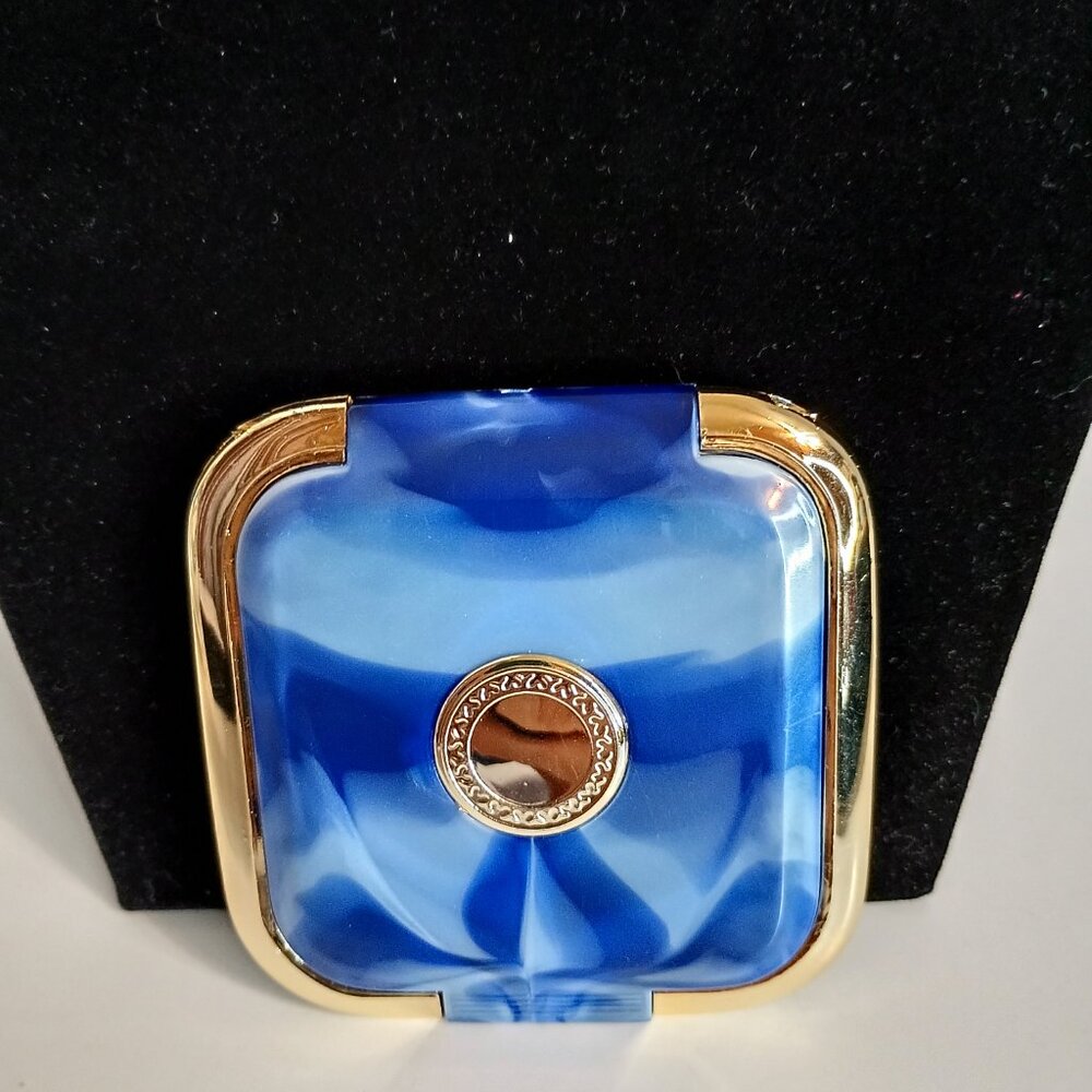 Square Compact Mirror Blue & Gold-toned